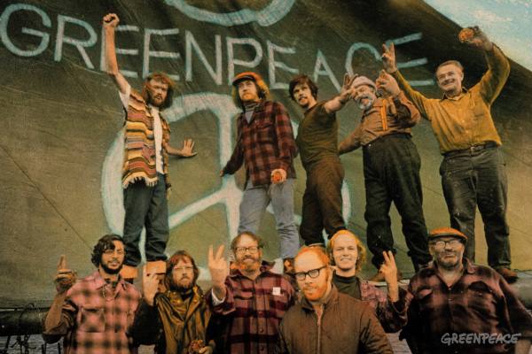 Crew of PHYLLIS CORMACK. 1st Greenpeace trip to Amchitka Isl. to protest USA nuc. testing