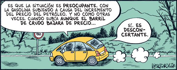 El efecto del cohete y la pluma en plan chiste de automovil.